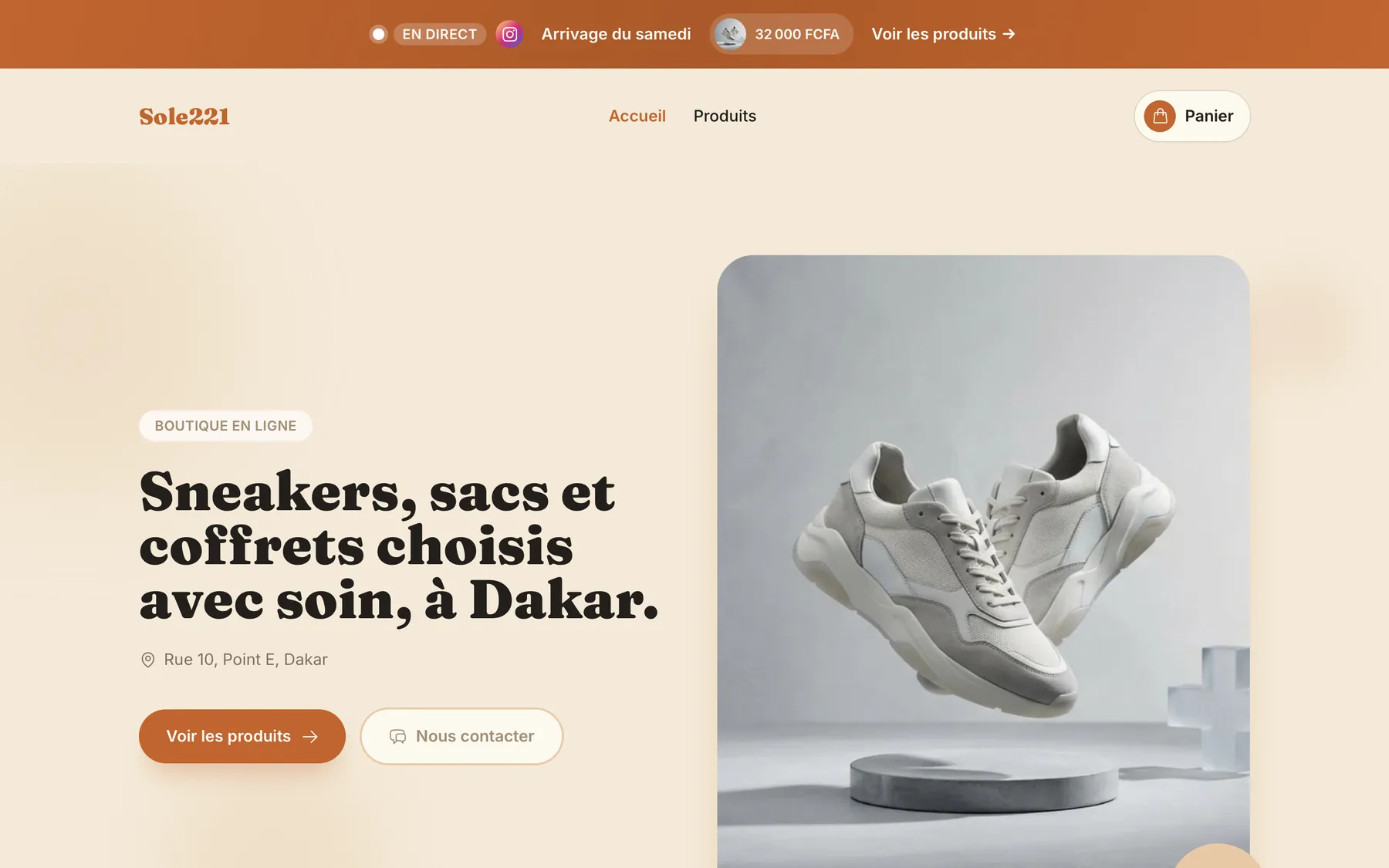 La boutique en ligne Sole221 sur ordinateur