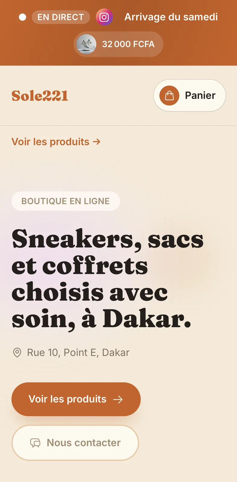 La boutique en ligne Sole221 sur téléphone